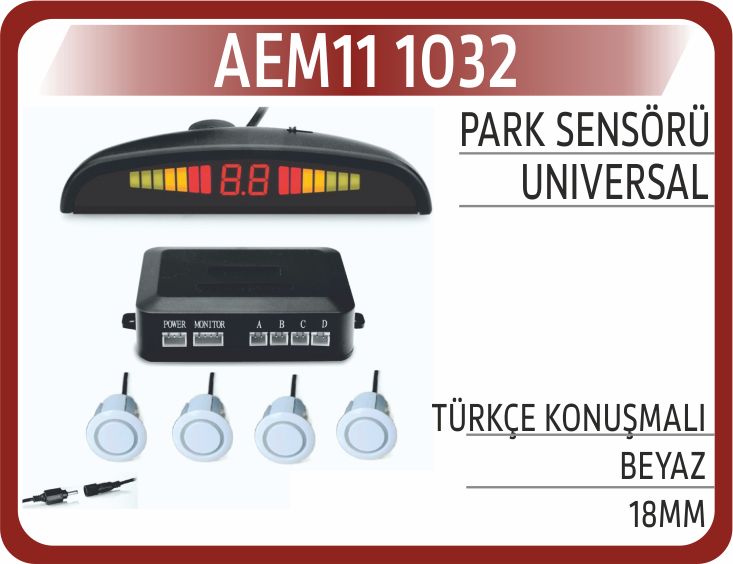 PARK SENSÖRÜ TÜRKÇE KONUŞMALI BEYAZ 18MM — AEM