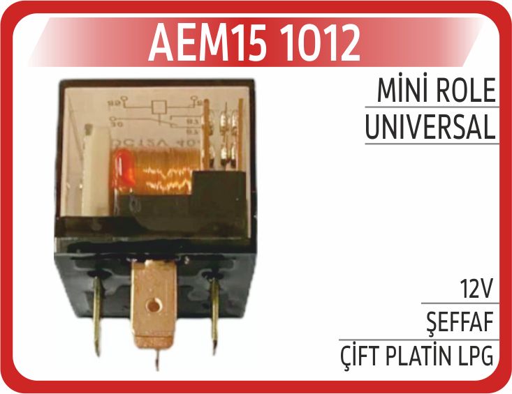 MİNİ ROLE 12V ŞEFFAF ÇİFT PLATİN LPG — AEM