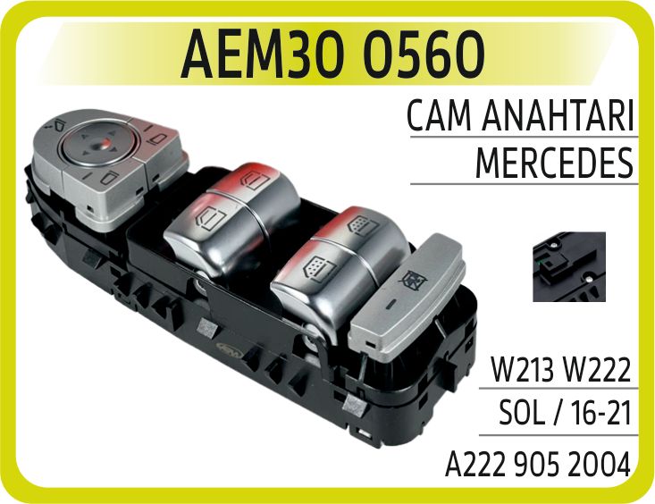 CAM ACMA SALTERI ON SOL PERDELI. BEYAZ ISIK. SIYAH 9051 MERCEDES S-CLASS W222 — AEM