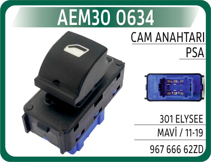 CAM AÇMA DÜĞMESİ ANAHTARI ARKA SAĞ-SOL PEUGEOT P301-CITROEN C-ELYSEE 12> — AEM