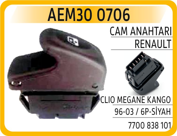 CAM ANAHTARI CLIO MEGANE KANGO 96-03 / 6P-SİYAH — AEM