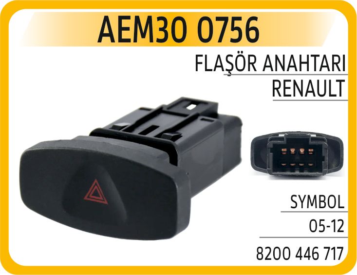 DÖRTLÜ FLAŞER ANAHTARI RENAULT CLIO III 05>12 SYMBOL II 08> DACIA LOGAN 06> SANDERO 08> DUSTER 10> 8 PİN — AEM